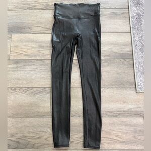 Spanx Faux Leather Leggings Womens Size Small Black High Rise Pebbled
